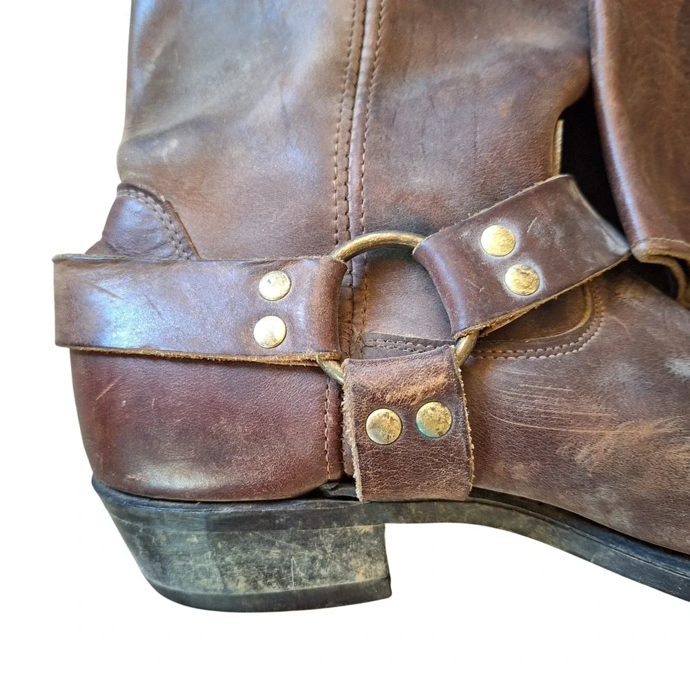 Vintage Brown Leather Engineer Harness Riding Boots Mens Unbranded 11